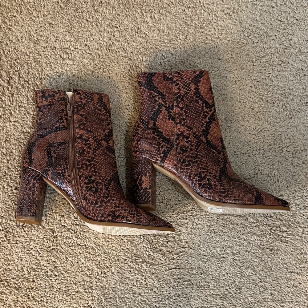 Able Brown Snakeskin Ankle Boots